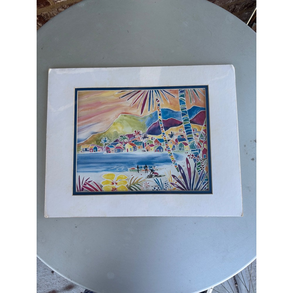 Vintage 1989 Paul J Lopez Lying On Beach Art Print Ira Roberts Beverly Hills